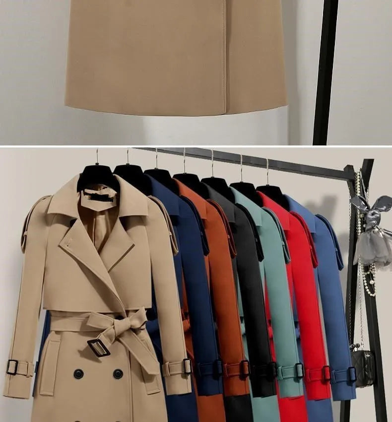 Lässige Langarm-Oberbekleidung, Trenchcoat für Damen, 2024, Herbst-Winter-Mode, Schnürung, lang, neu in Mänteln und Jacken, elegant