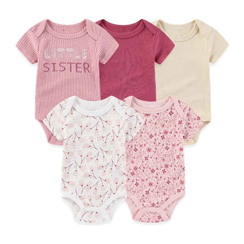 5 Teile/los Vier Jahreszeiten Mode Cartoon Kurzarm Baby Junge Mädchen Bodys Weiche Neugeborenen Onesies Kleidung