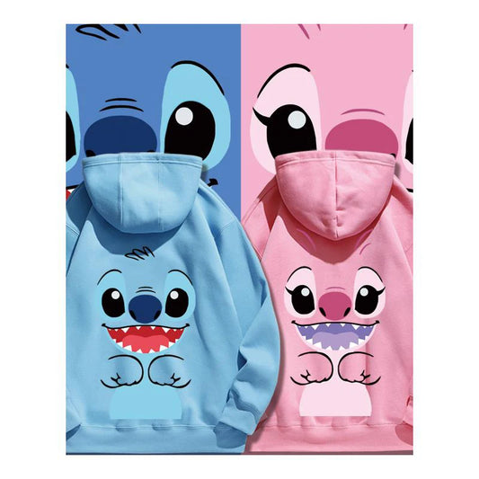 Stitch Hoodie Disney Autumn and Winter Cartoon Anime Long Sleeved Loose Fitting Clothes Couple Outfit Jacket.