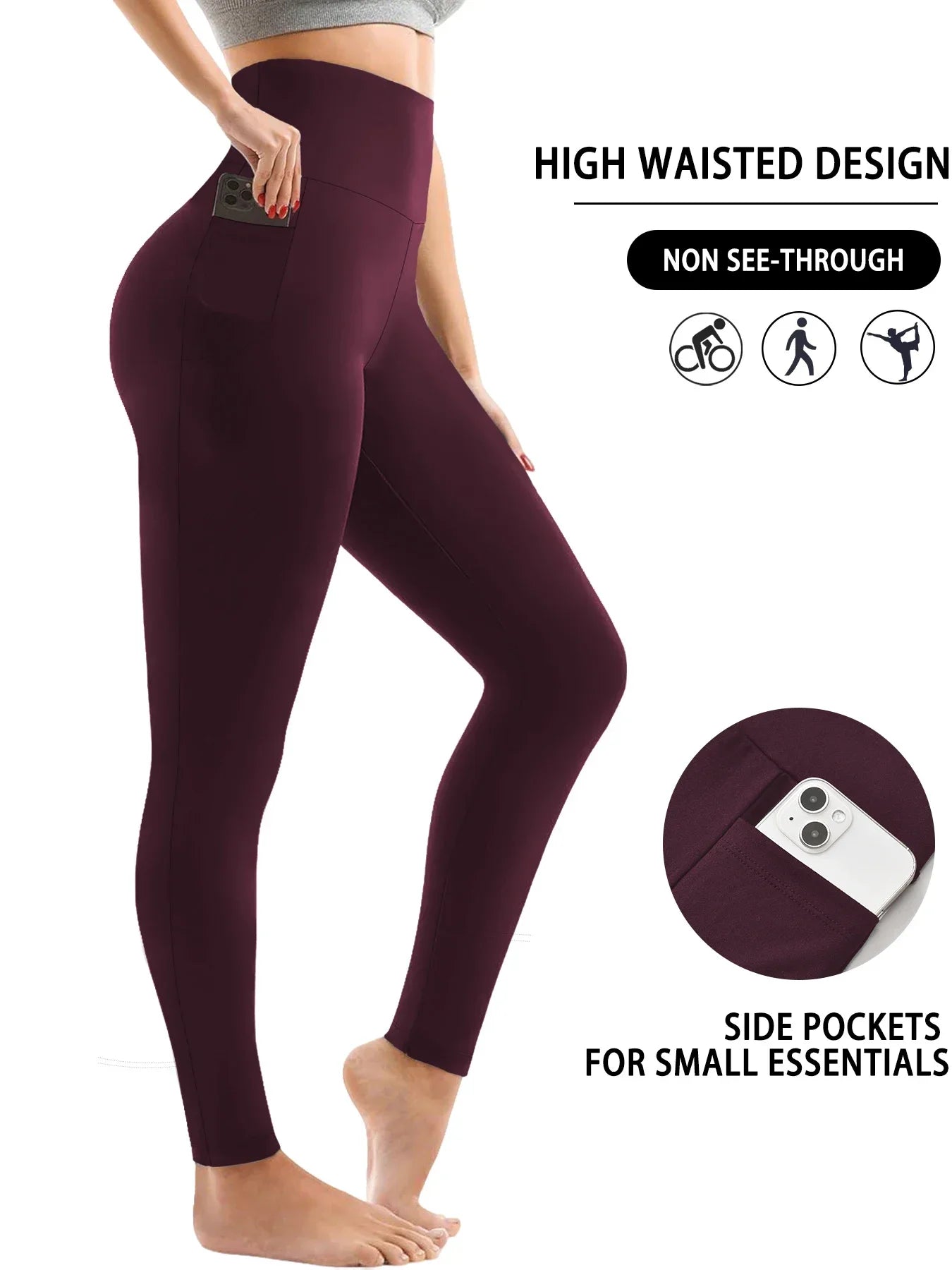 Super Soft Sports Leggings With Pockets For Women High Waisted Workout Yoga Running Push Up Gym Fitness Tight Pants Women's.
