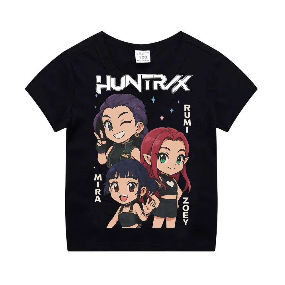 Kpop Demon Hunters Children's Clothing Short Sleeve T-shirt Cute Kpop Demon Hunters Tiger Harajuku Tshirt for Boys Girls.