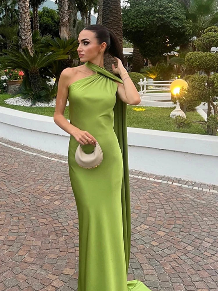 Elegante Feste Band Frauen Halfter Kleid Off Schulter Ärmellose Backless Dünne Weibliche Maxi Kleider 2025, Sommer Neue Chic Dame Robe