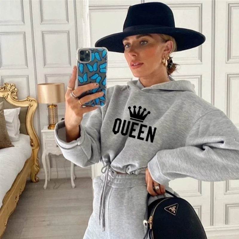 2025 herbst Winter Frauen Sweatshirt Set Einfarbig Casual Einfache Mit Kapuze 2-teiliges Outfit Set Mode Gym Jogging Frau Hose Sets