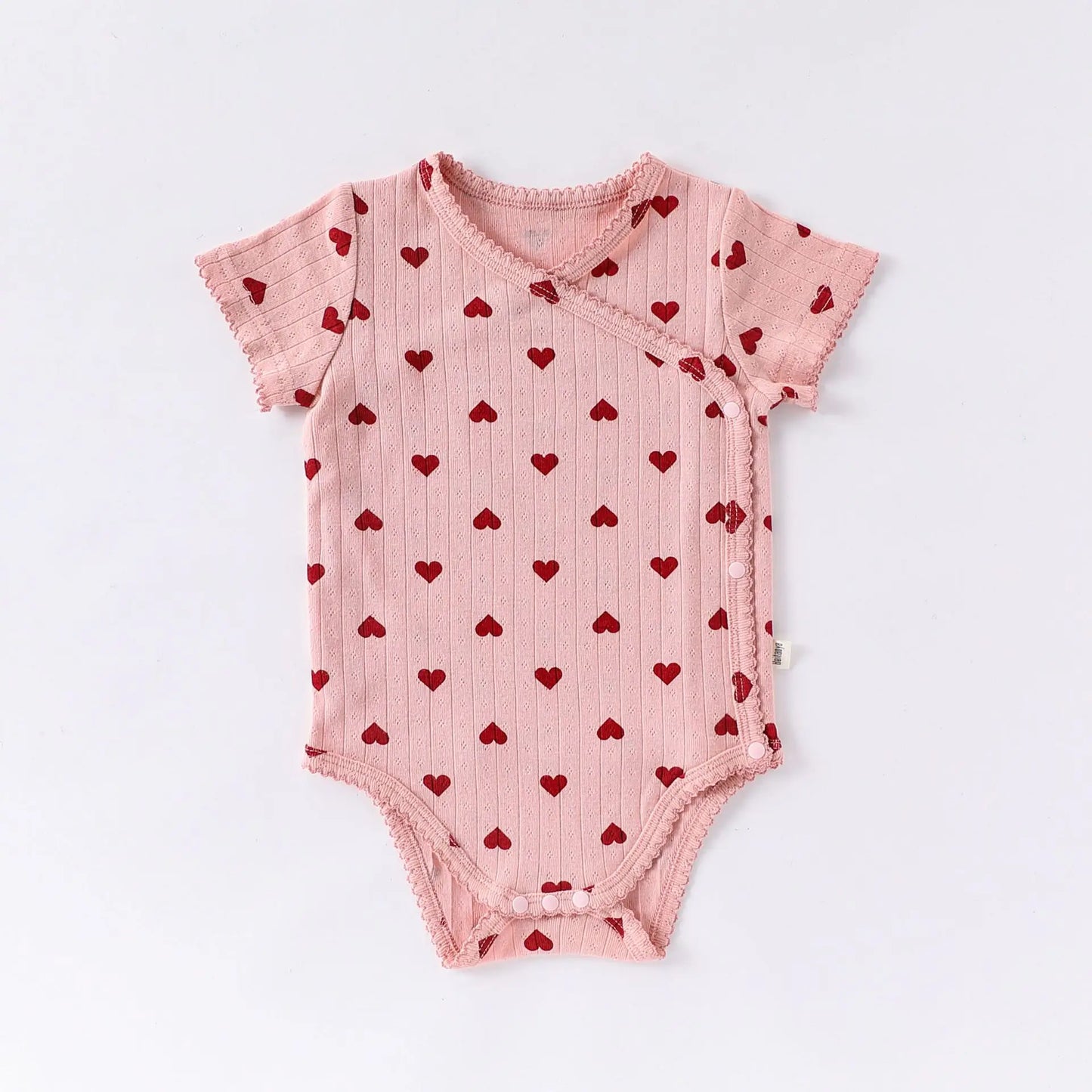 0-24M Baumwolle Baby Mädchen Strampler Herz Druck Nette Prinzessin Body Sommer Neugeborenen Kind Baby Kleidung Kurzarm outfit