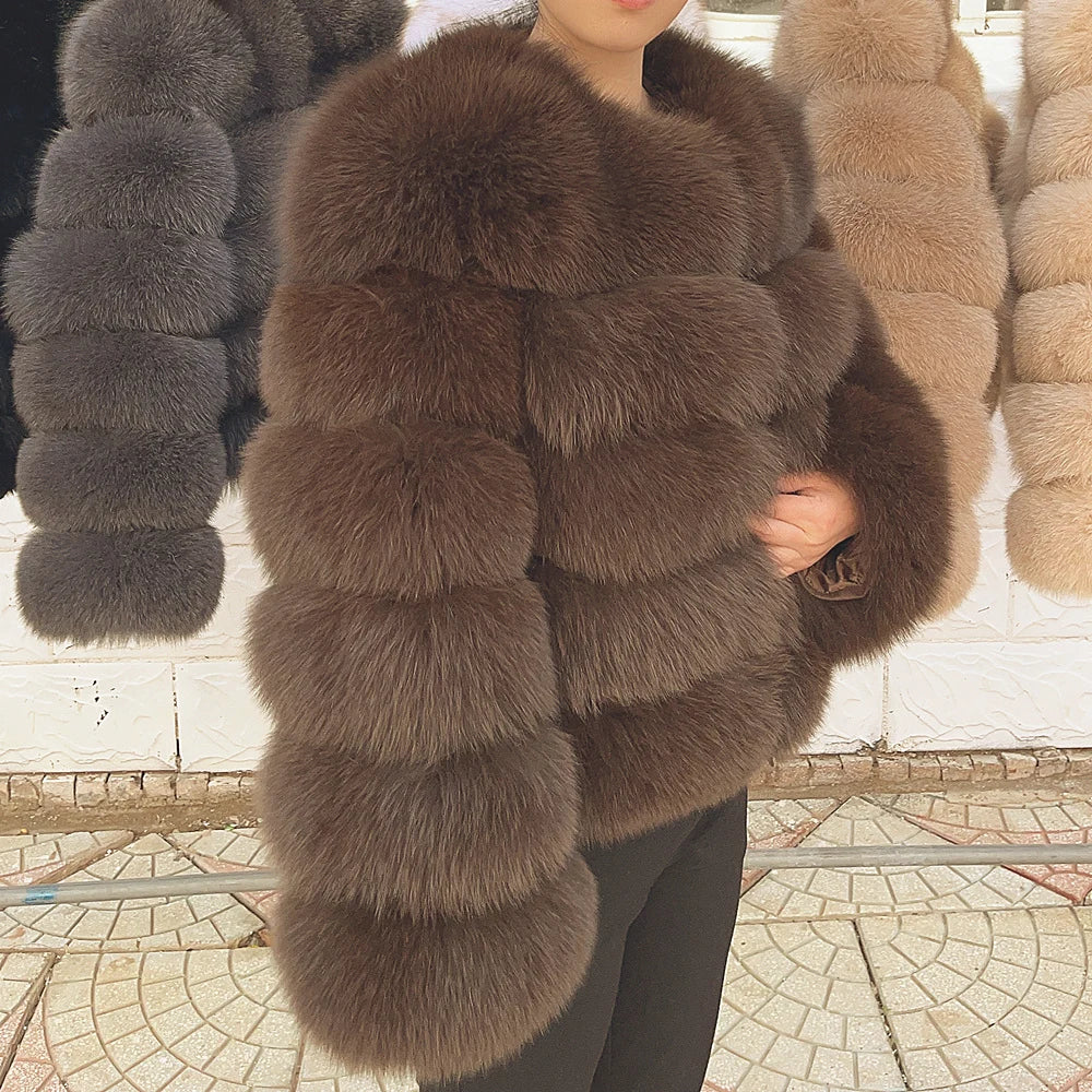 QUEENTINA Fuchspelzmantel Echt Winter Damen Neue Mode Flauschig 2025 Leder und Haut Weiße Kleidung Natürlich Neu in Mäntel und Jacken