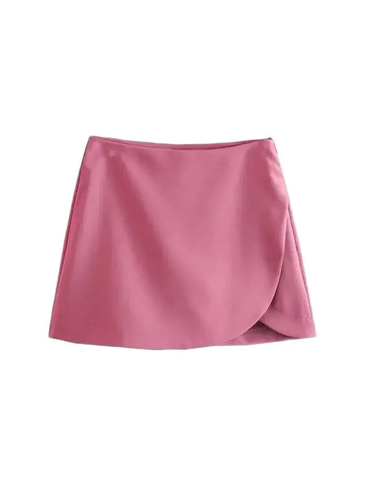 Women Fashion Pareo Style Shorts Skirts Vintage High Waist Side Zipper Female Skort Mujer.