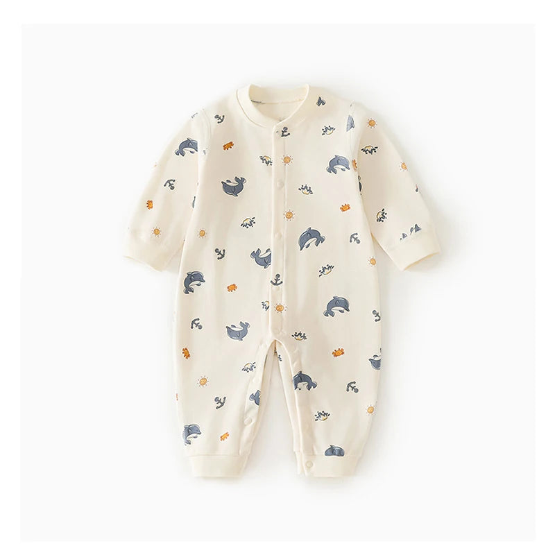0-2Y Reine Baumwolle Langarm Neugeborenen Baby Strampler Haut-freundliche Einteilige Windel Overall Unterwäsche Infant Cartoon Homewear