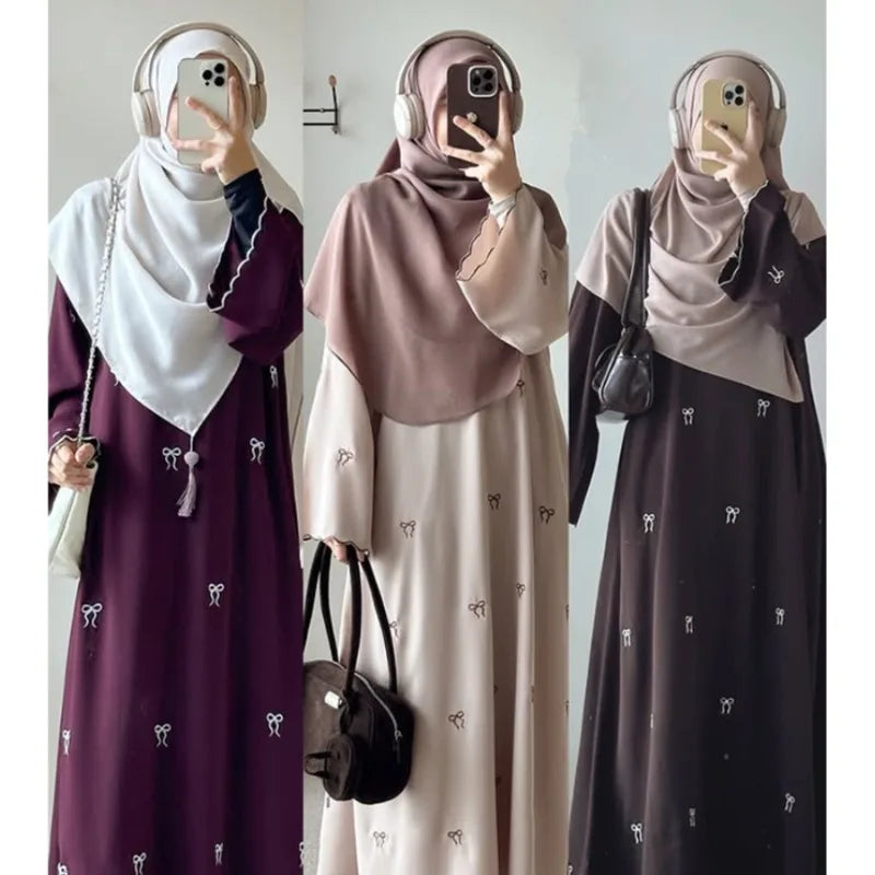 Luxus Dubai Schmetterling Stickerei Abaya Muslimische Frauen Modest Kleid Islamischen Femme Urlaub Outfit 2025, Mode Türkei Kaftan Robe