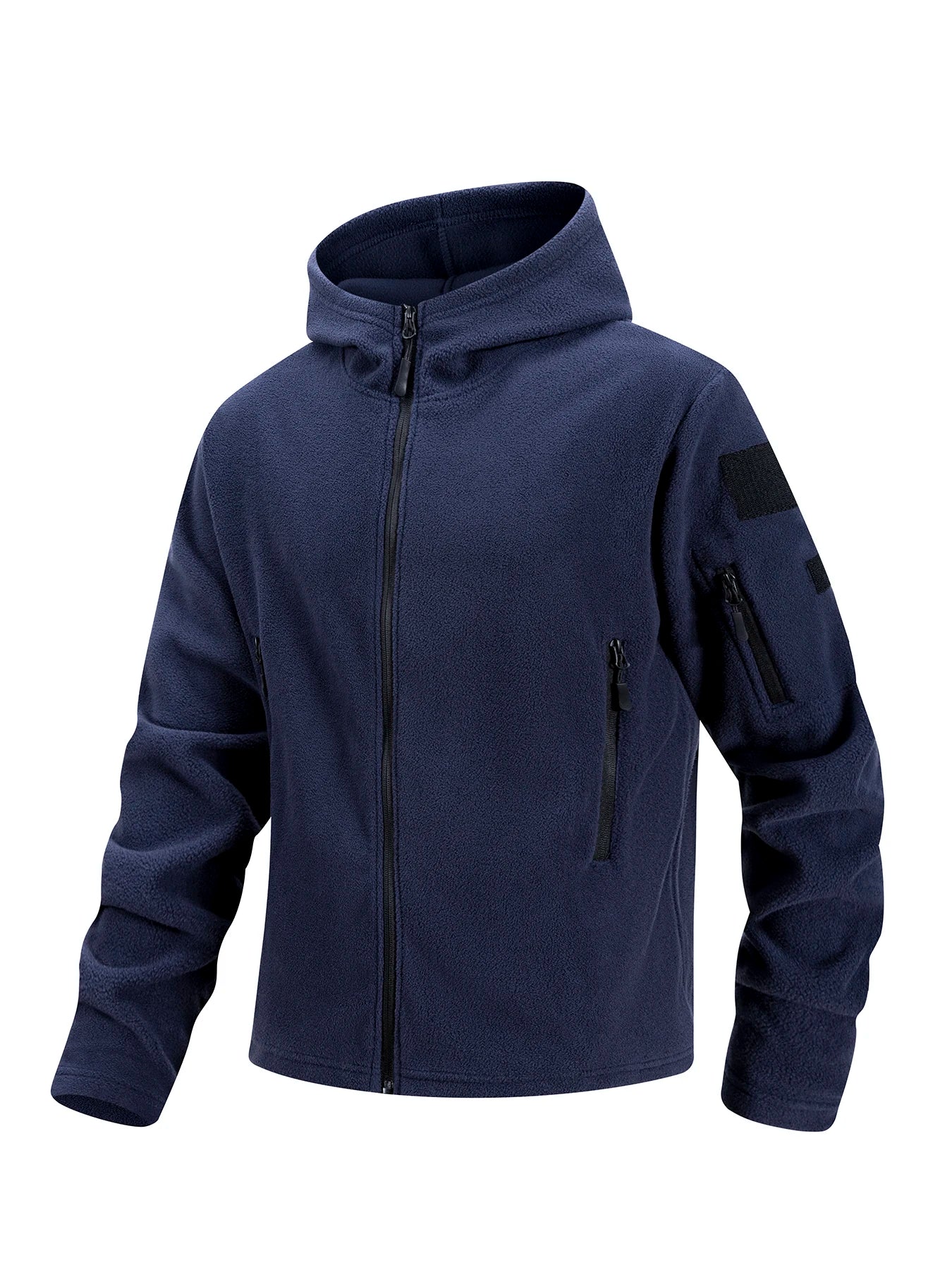Men's Polar Fleece Zipper Hooded Jacket Autumn Winter Thermal Warm Work Coats Full-Zip Up Windproof Outdoor Hoodie Sweatshirt