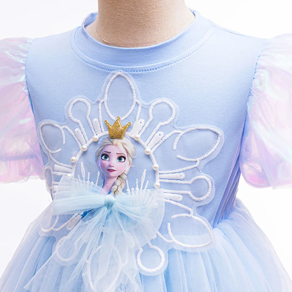 Mädchen Schneekönigin Spitze Schleife Prinzessin Kleid Elsa Cosplay Disney Performance Kleidung Kinder Halloween Karneval Party Fee Outfits