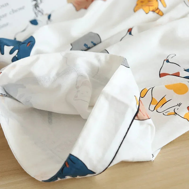 Neue 100% Baumwolle Kurzarm Shorts Damen Pyjama Set niedlichen Cartoon Pyjamas japanische einfache kurze Pyjamas Frauen Nachtwäsche
