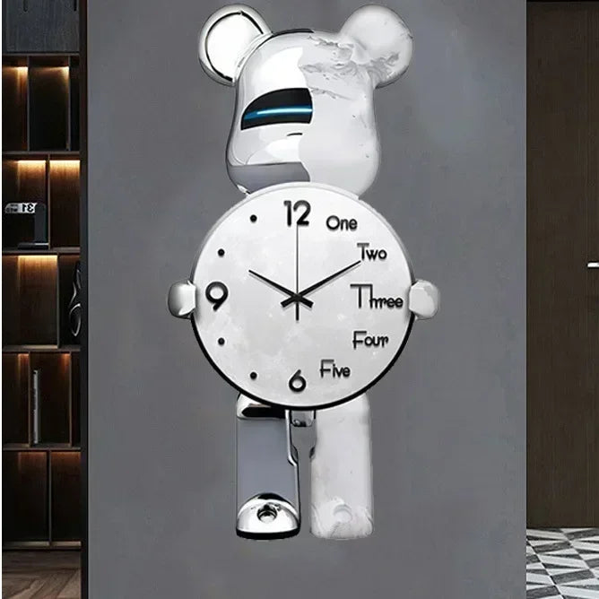 Wand Ästhetische Bär Uhr Moderne LED Licht Einzigartige Bär Stille Uhr Lampe Uhr Luxus Esszimmer Wohnzimmer Dekoration Hause Ornament