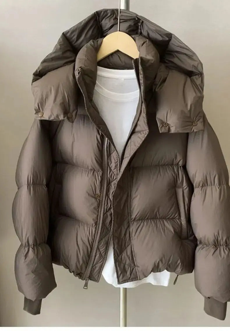 2023 neue Winter Puffer Jacke Frauen Mode Mit Kapuze Unten Baumwolle Mantel Weibliche Lose Beiläufige Warme Parkas Oberbekleidung