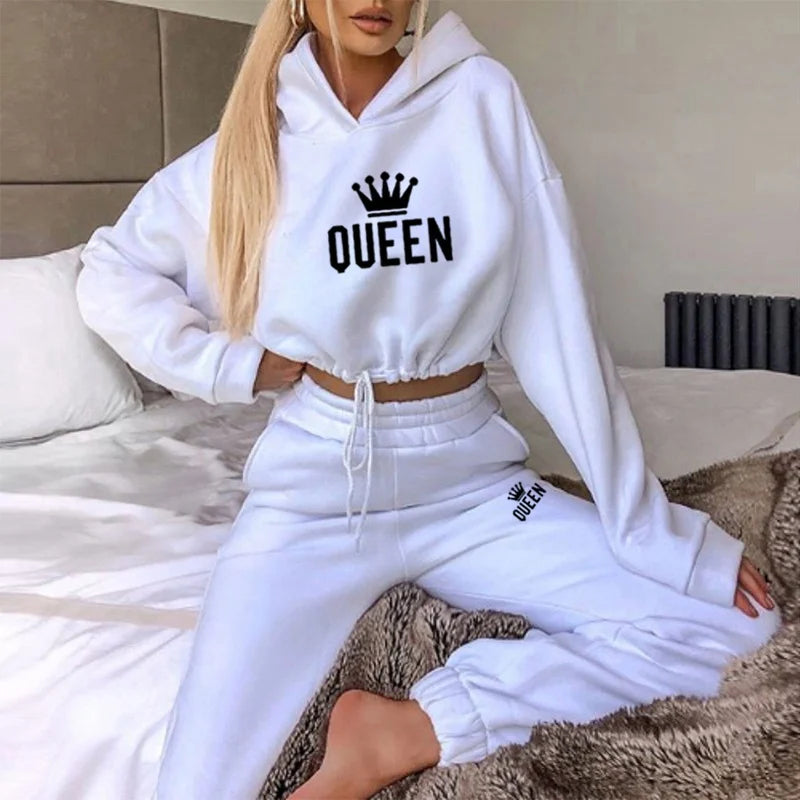 2025 herbst Winter Frauen Sweatshirt Set Einfarbig Casual Einfache Mit Kapuze 2-teiliges Outfit Set Mode Gym Jogging Frau Hose Sets