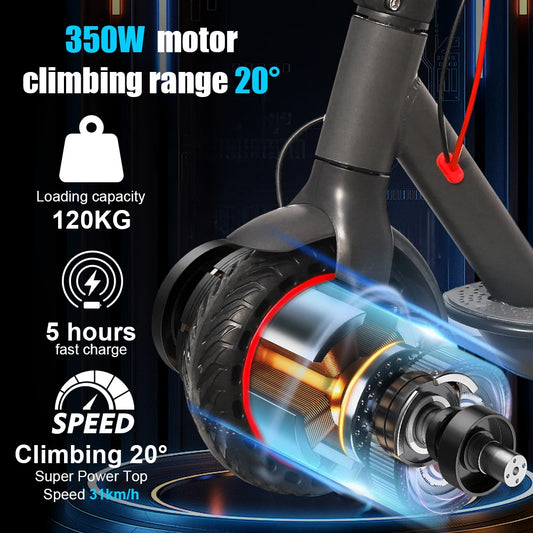 JUICEASE 365TUYA Electric Scooter 25KM Range up to 31KM/H 350W Powerful Motor Smart APP 8.5 Inch Foldable Adult Kick Escooter.