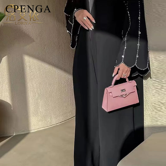 Middle Eastern Modest Dress with Pearl Sleeve for Muslim Women Ramadan Dubai Black Abaya Islam Party Jalabiya Outfit Turkey Robe.