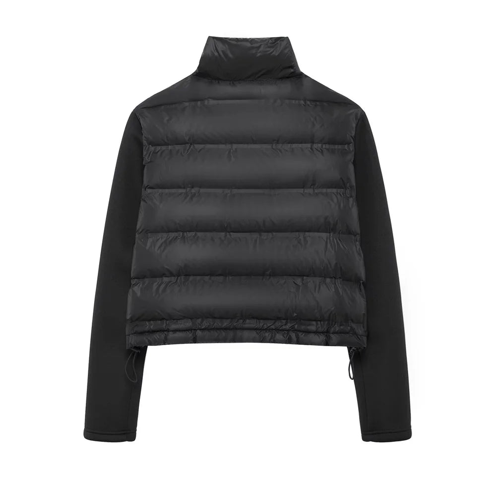 UNIZERA 2024 Herbst Neues Produkt Lässige Damenmode Schwarz Stehkragen Spleißen Kurze Jacke Baumwolljacke