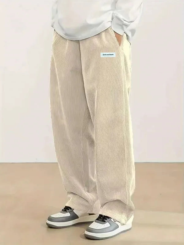 Men's corduroy loose European size hanging multi-functional casual straight leg pants, suitable for daily travel.