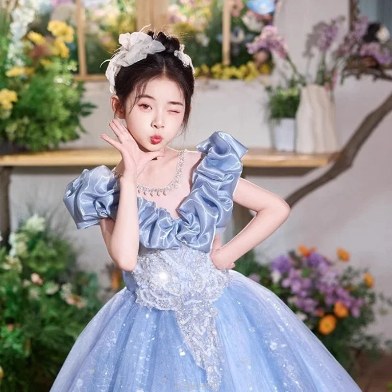 Elegangt Mädchen Abendkleid Luxus Prinzessin Kleid Geburtstag Party Pageant Outfit Kinder Klavier Rezitieren Leistung Formelle Kleidung