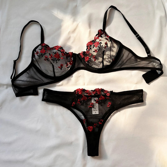 Sexy Set Womens Underwear Exotic Emotional Bra Set Embroidered Print Brassiere Lingerie Set Women's Set Push Up Thin Bralette.