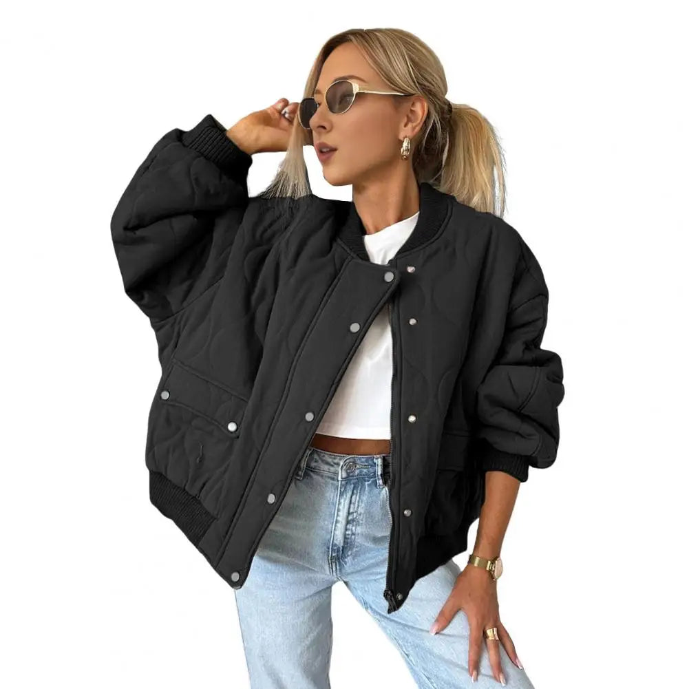 Frauen Herbst Winter Mantel Einfarbig Lange Mantel Baumwolle Jacke mit Knopf Verschluss Taschen Lose Rundhals Täglichen Jacke Oberbekleidung