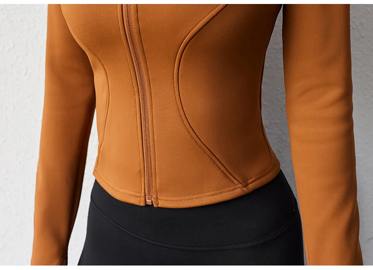Damen Winter-Fleece-Yoga-Jacke mit durchgehendem Reißverschluss, langen Ärmeln, Workout, Activewear, Sport-Fleece-Yoga-Jacke mit Daumenloch