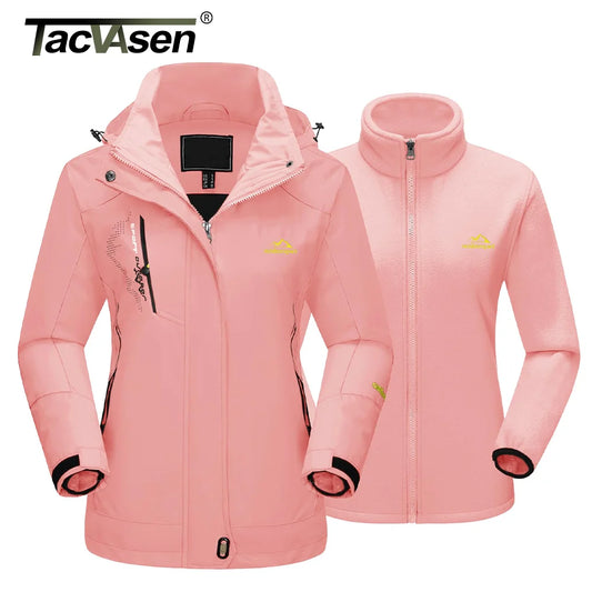 TACVASEN 3 in 1 Winter Fleece Jacket Womens Waterproof Ski Snowboard Jackets Work Rain Coat Outdoor Windbreaker Female Parka.