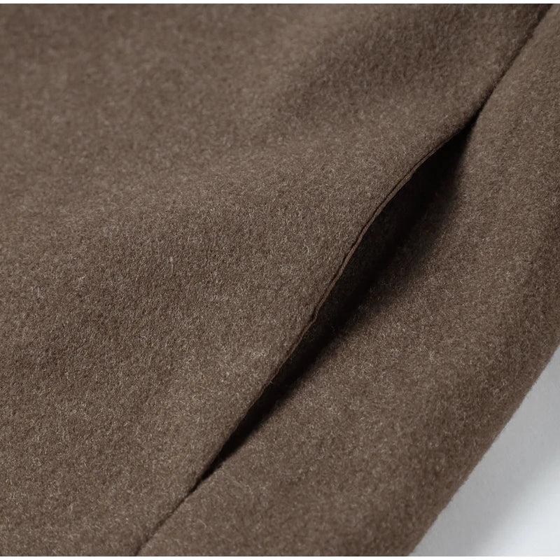 Mode Braun Zipper Woolen Jacke Für Frauen Elegante Revers Langarm Kurze Mäntel Weibliche Vintage Herbst Dame Straße Oberbekleidung