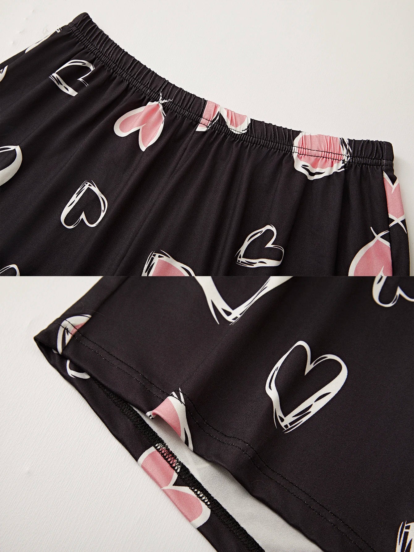 Damen New Style Pyjamas Kurzarm Top Herz Muster Shorts lässig elegante zweiteilige Home Wear