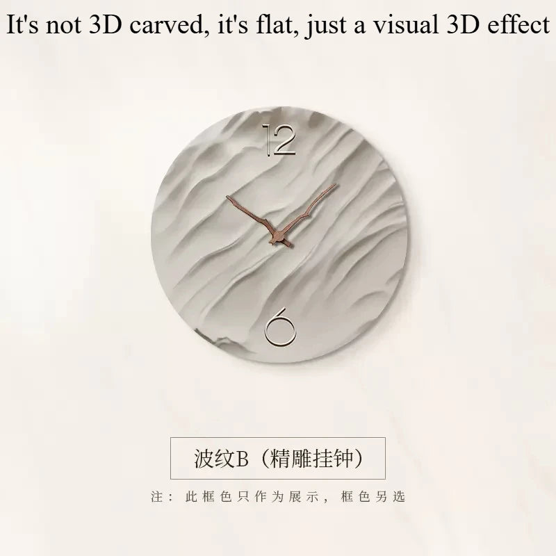 Stumme Wanduhren für Wohnzimmer, moderne runde Uhr, simulierte Stummuhr, fortschrittliches Licht, luxuriös, dekorativ, Wohnzimmer