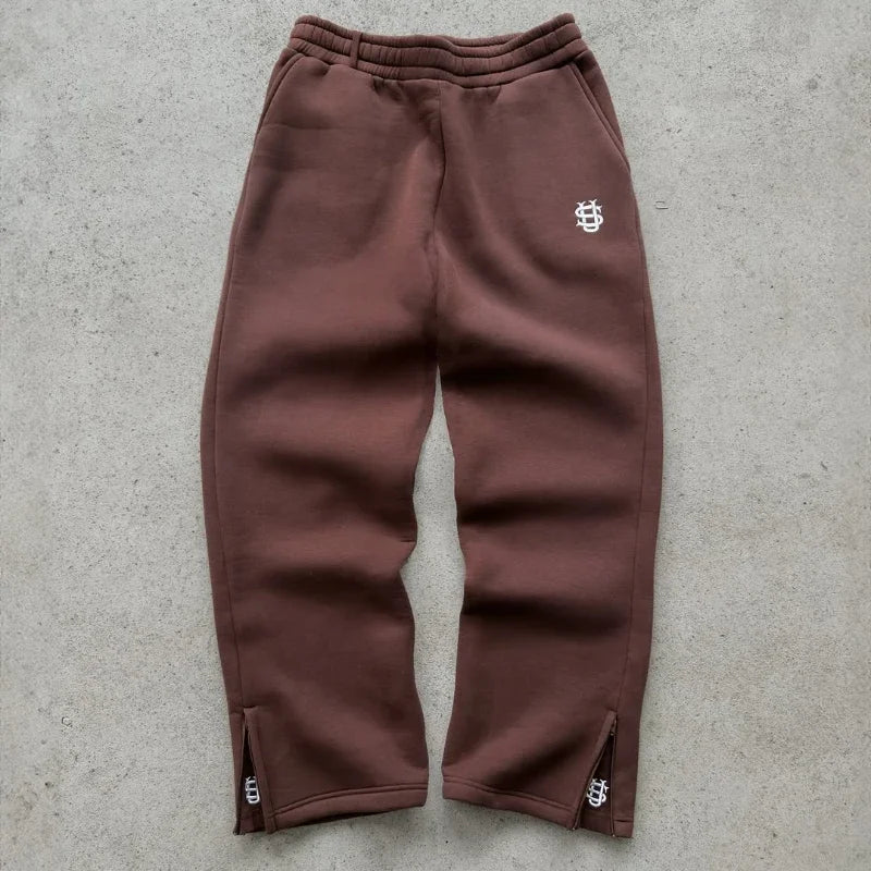 Y2K Retro Gerade Hosen Trainingsanzug Streetwear Hosen Personalisierte Hose Bein Zipper Stickerei Hip Hop Casual Jogger Männer Hosen