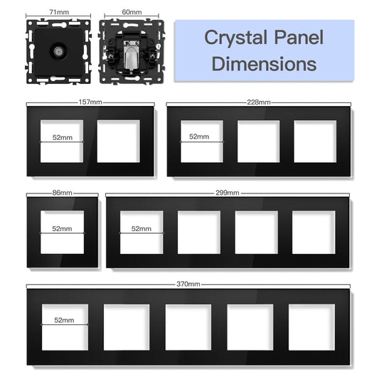 BSEED Zigbee-Schaltmodule Smart Click Lichtschalter Teile Schwarzer Glasrahmen DIY Kombination Wandsteckdosen USB-Anschluss E-Serie.