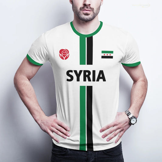 Syria Football T-Shirt Summer Sports Breathable Quick-drying Men's Tops Syrian Flag Map Print Short Sleeve Jersey Kid's Clothes.