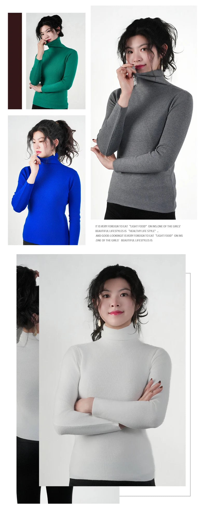 Frauen Pullover Winter Warm Hohe Kragen Strickwaren Langarm Schlank Jumper Frau Thermische Tops Kleidung Pullover Rollkragen Pullover