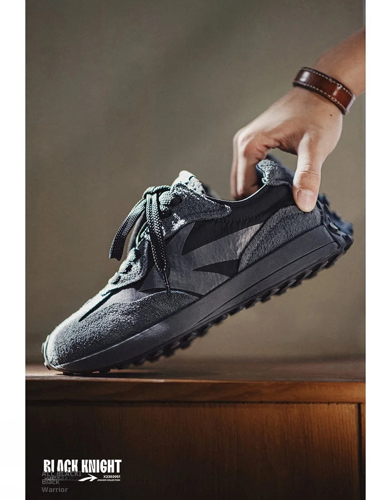Maden Frühling Vintage Dickbesohlte Patchwork Schwarze Sneakers Lässige atmungsaktive Joggingschuhe Low-Top-Schnürschuhe Sportliche Sommerschuhe