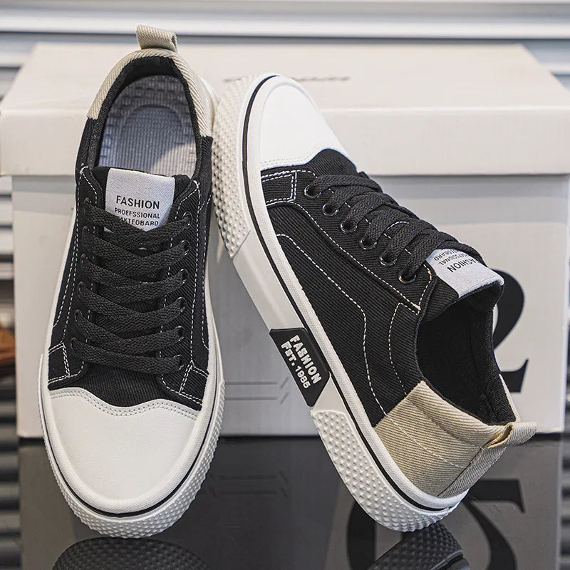Atmungsaktive Herren-Skateschuhe aus Segeltuch mit weicher Sohle, lässige Turnschuhe, trendige, vielseitige, leichte, rutschfeste Slip-On-Sportschuhe, Größe 37–48