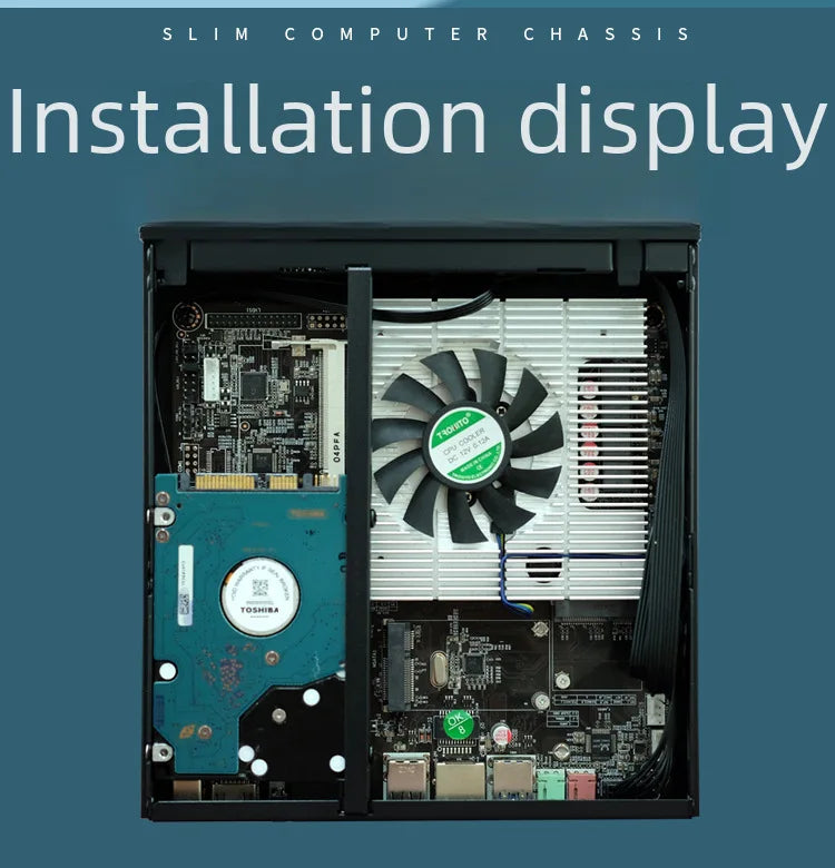 Mini itx desktop computer mini case can Thin Half Height Quick Heat Dissipation Supporting VESA.