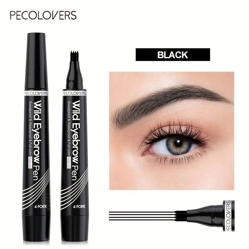 6 Colors 1pc Eyebrow Pen Waterproof 4 Split Tip Eyebrows Pen Eyebrow Tattoo Pen Waterproof Liquid Black Eyebrow Makeup Pencil.
