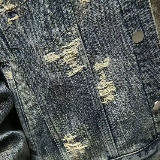 Spring Autumn New American Denim Coats Set Classic retro Cowboy Jeans Trendy Two-Piece Sets Versatile Outerwear Casual Jacket.