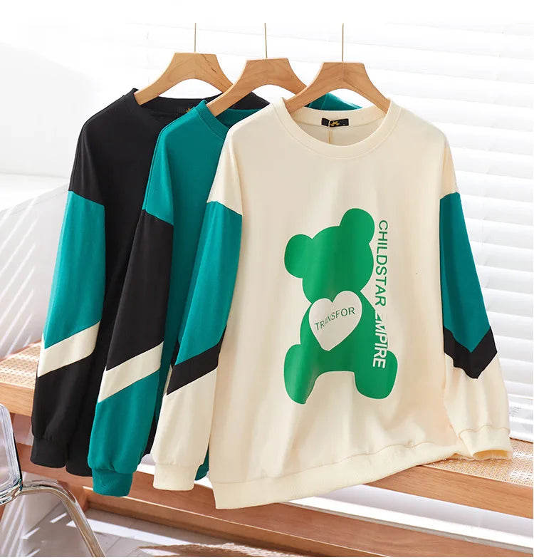 150Kg Plus Größe frauen Fehlschlag 157 Frühling Lose Langarm Rundhals Gedruckt Casual Sweatshirt 6XL 7XL 8XL 9XL 10XL 3-Farben