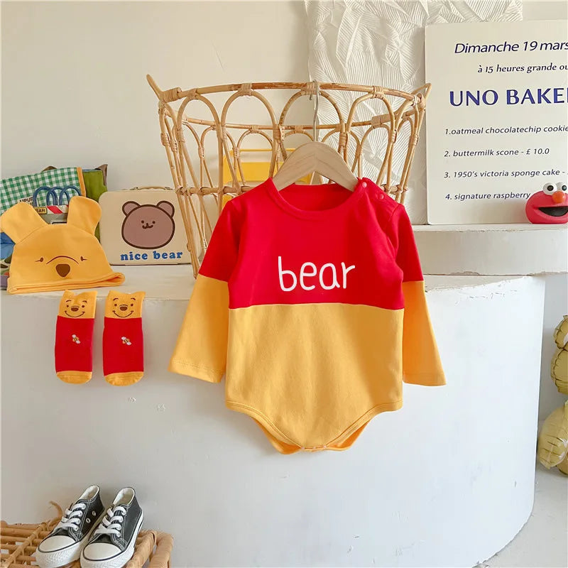 Winnie The Pooh Bär Baby Body Neugeborenen Langarm Strampler Kleinkind Jungen Mädchen Overall Kleidung K3529