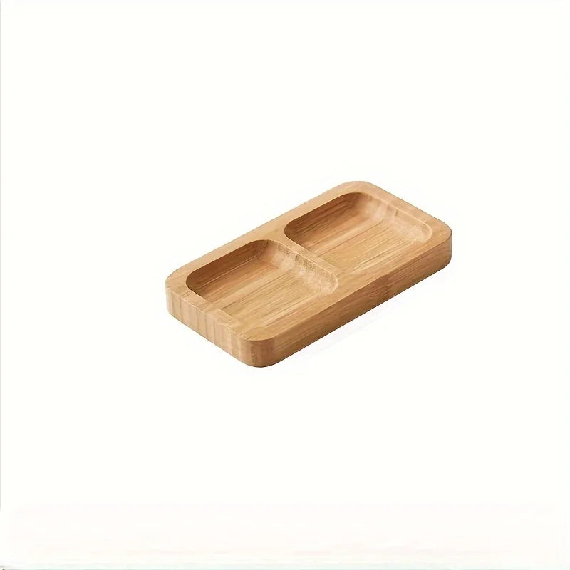 1pc Bamboo 4-Section Snack Serving Tray - Ideal for Nuts, Fruits, and Candies , Dining Area, or Zen Tea Room Decor.