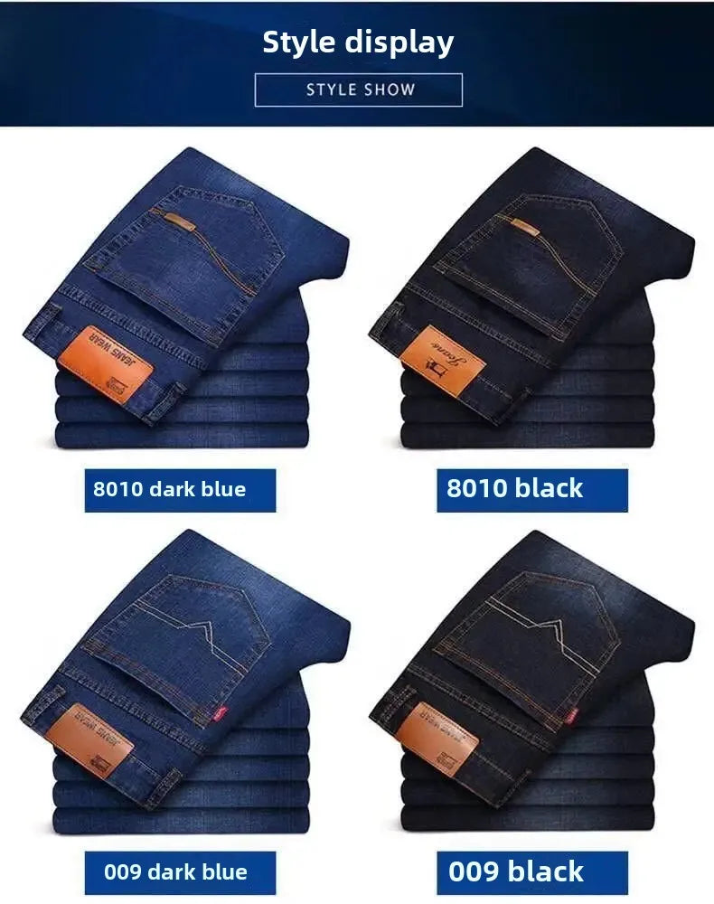 Elastische Jeans für Herren, Frühling und Herbst, lockere Passform, gerades Bein, vielseitige Hose, verschleißfest, lässige Konstruktion, Bienenhose, Sommer