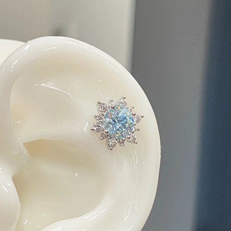 1PCS Pink Zircon Cross 316L Stainless Steel Annular Ear Bone Nail New Fashion U-shaped Earrings for Women Y2K Punk Jewelry