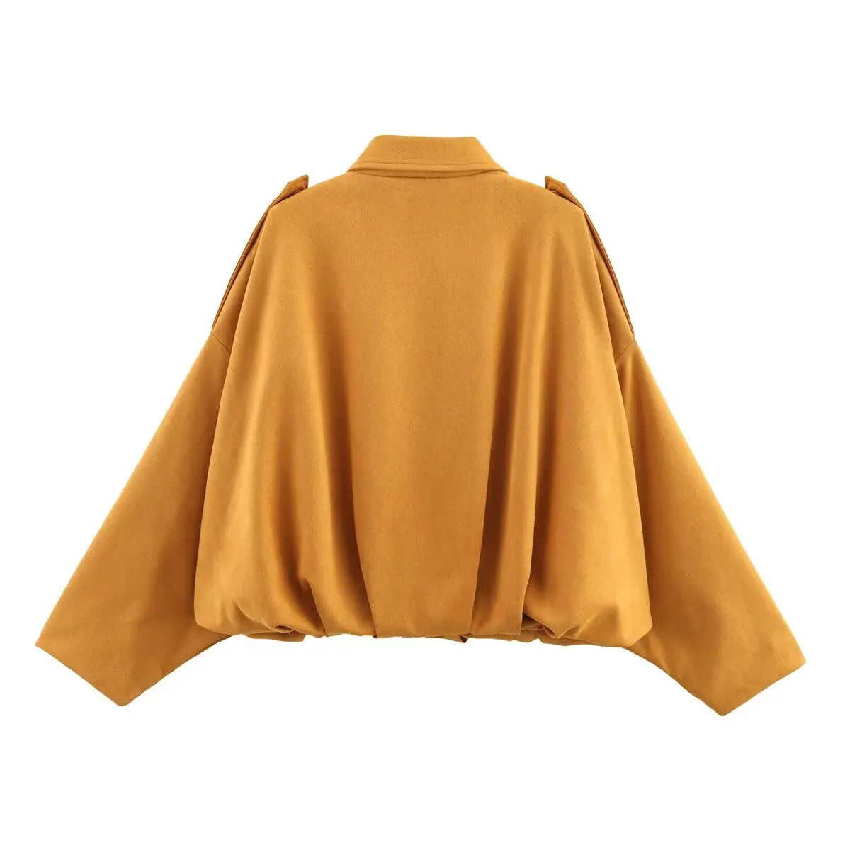 TRAFZA Damen-Jacke mit Wildleder-Textur, High Street, lange Ärmel, Umlegekragen, elastischer Reißverschluss, Knopfleiste, solider, trendiger Frühlingsmantel