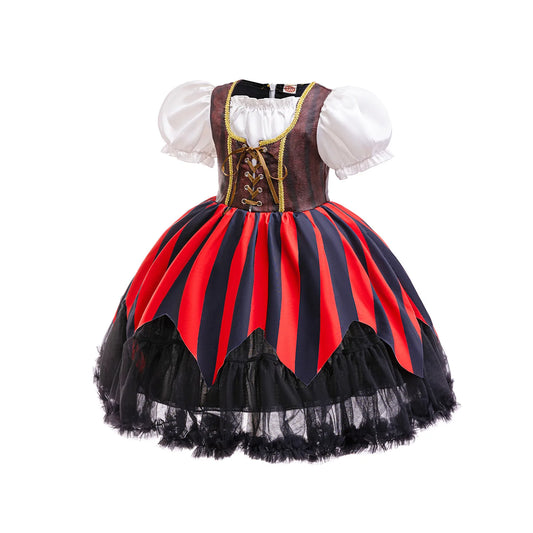 Halloween Mädchen Piraten Kleid Cosplay Karneval Party Piraten Rollenspiel Anzug Mit Kopftuch Kinder Bühne Leistung Kleidung.
