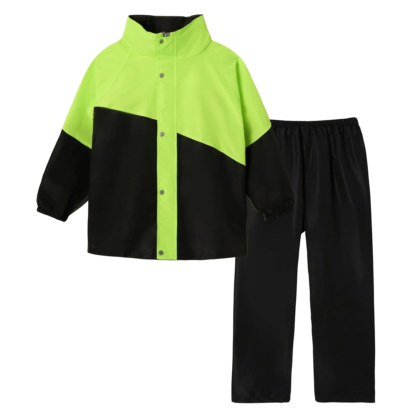 LOlanta Kids Waterproof Suit Hooded Raincoat Jacket and Trousers Set Puddle Suit with Zip for Boys Girls 8-14 Years.