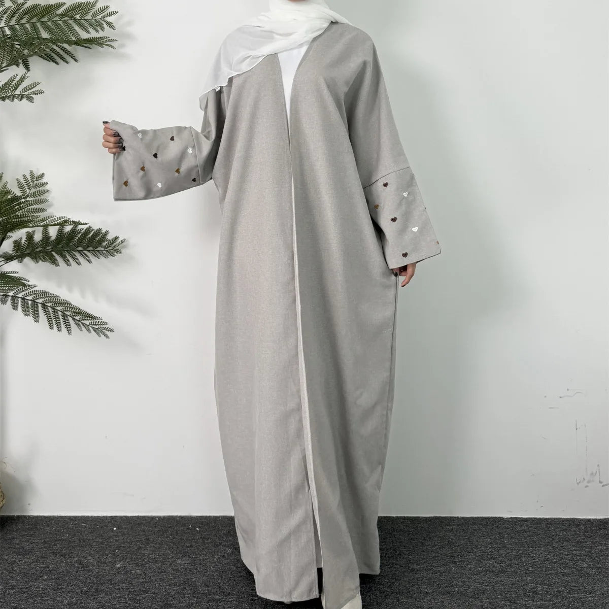 Open Front Abaya Long Sleeve Maxi Length Dress Womens Clothing Muslim Cardigan Abayas Embroidery Out Kaftans Women Jilbabs.
