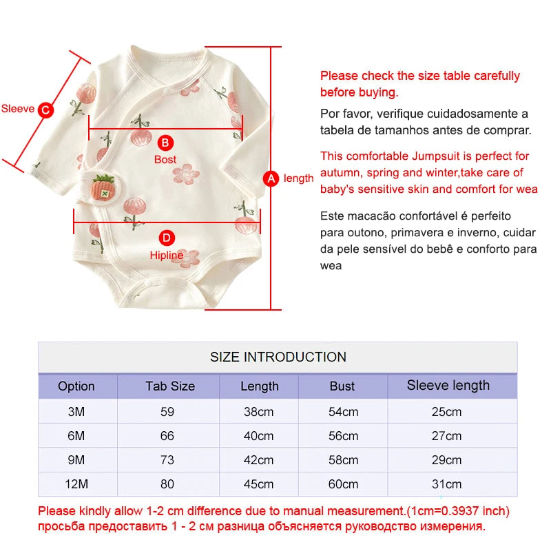 Ircomll 2-teiliger Frühlings- und Herbst-Body für Neugeborene, Baumwolle, langärmelig, Kleidung, Säuglingskleidung, Pyjama, Overalls für Mädchen und Jungen, 0–6 Monate