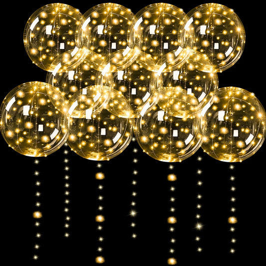10 Stück LED-Leuchtballons, die im Dunkeln leuchten, transparente LED-Bobo-Luftballons mit Lichterkette für Geburtstag, Hochzeit, Party, Dekoration.